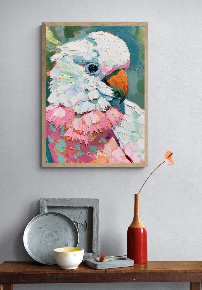 Colorful Parrot Portrait Poster. — room view 3