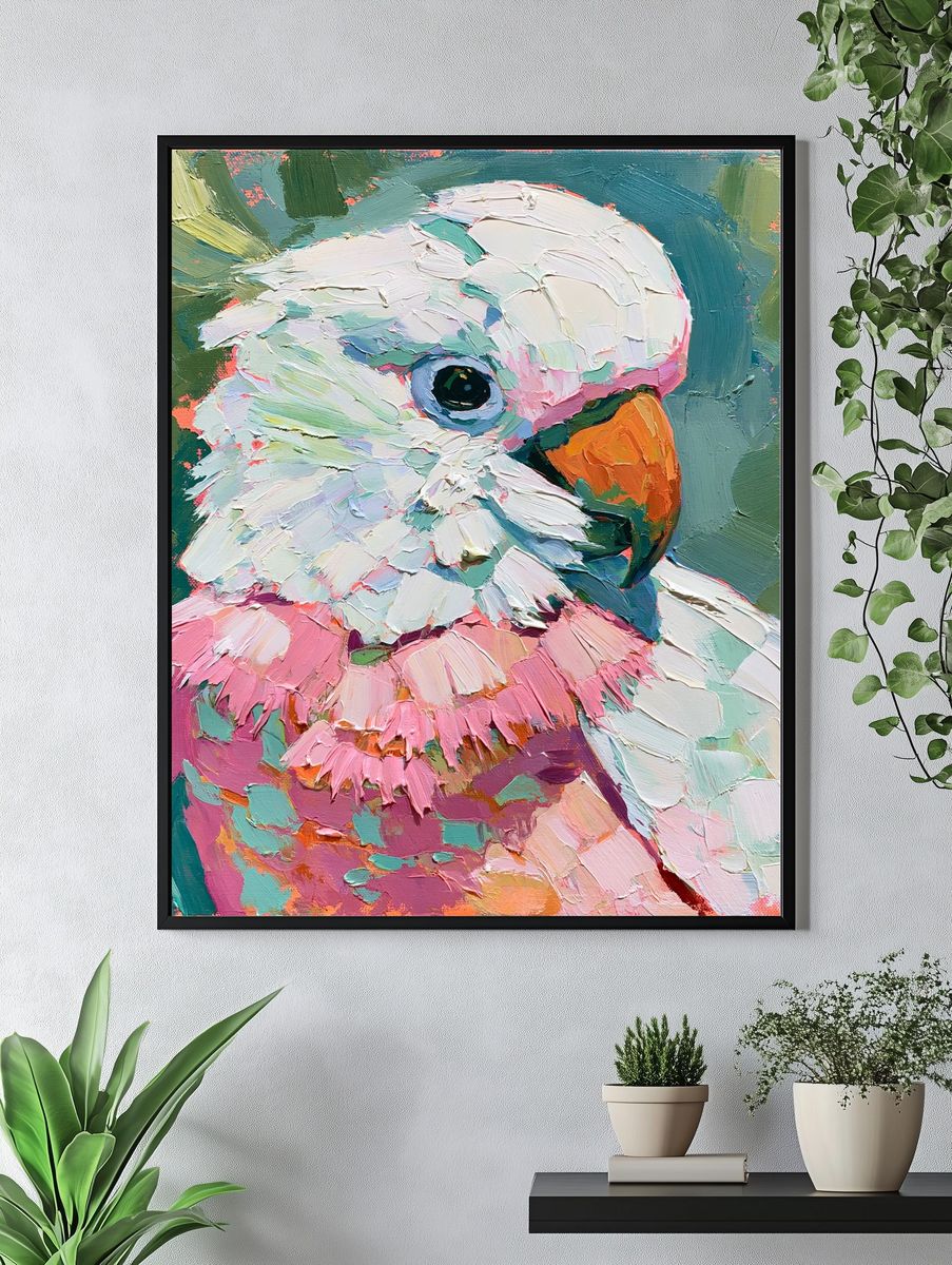 Colorful Parrot Portrait Poster. — room view 4
