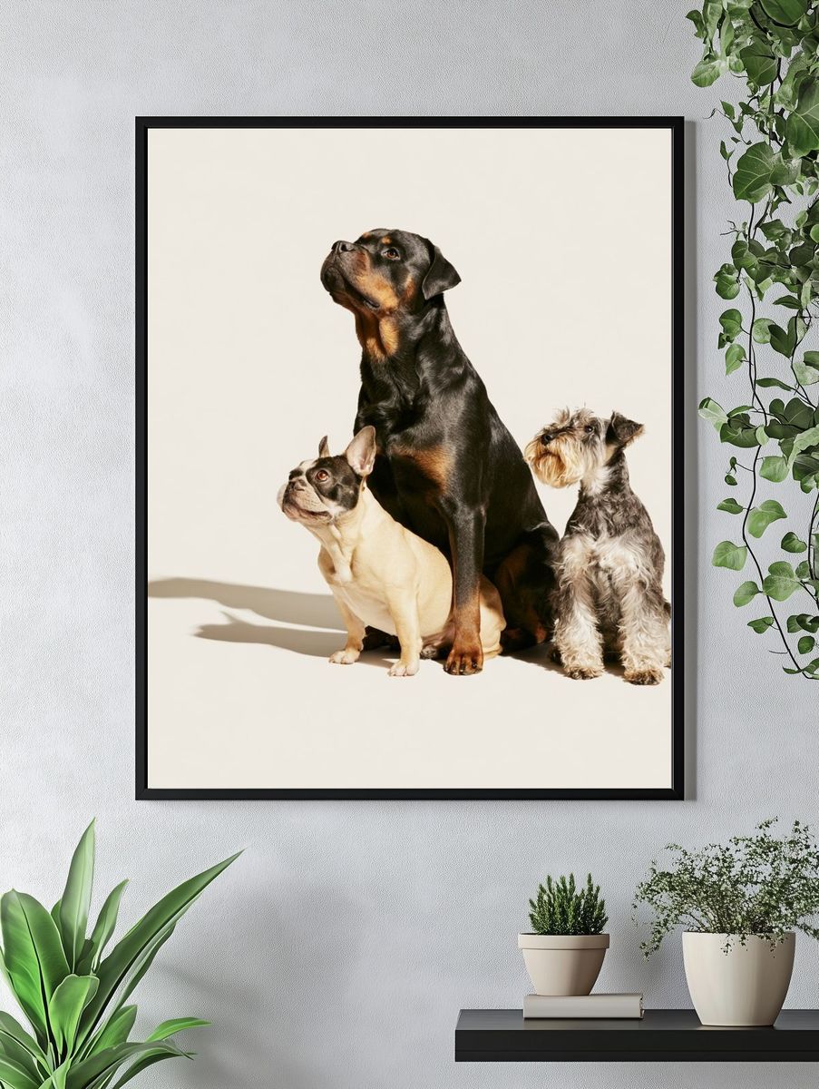 Three Dogs Portrait Poster. — room view 4