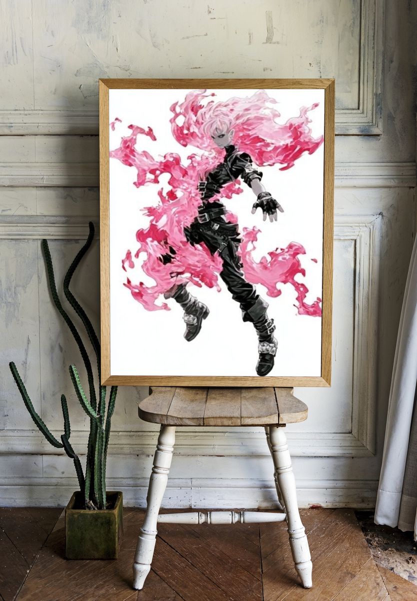 Pink Energy Anime Illustration Poster. — room view 1