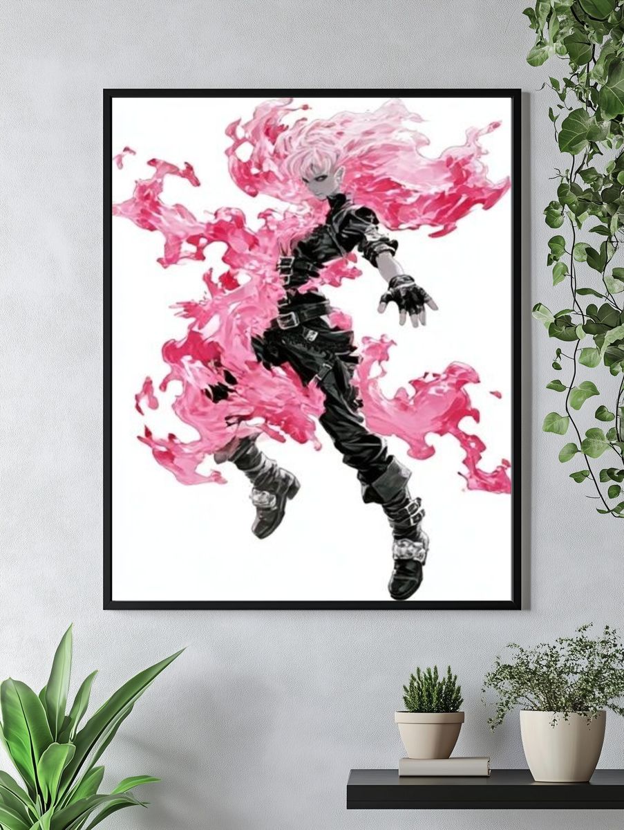 Pink Energy Anime Illustration Poster. — room view 4