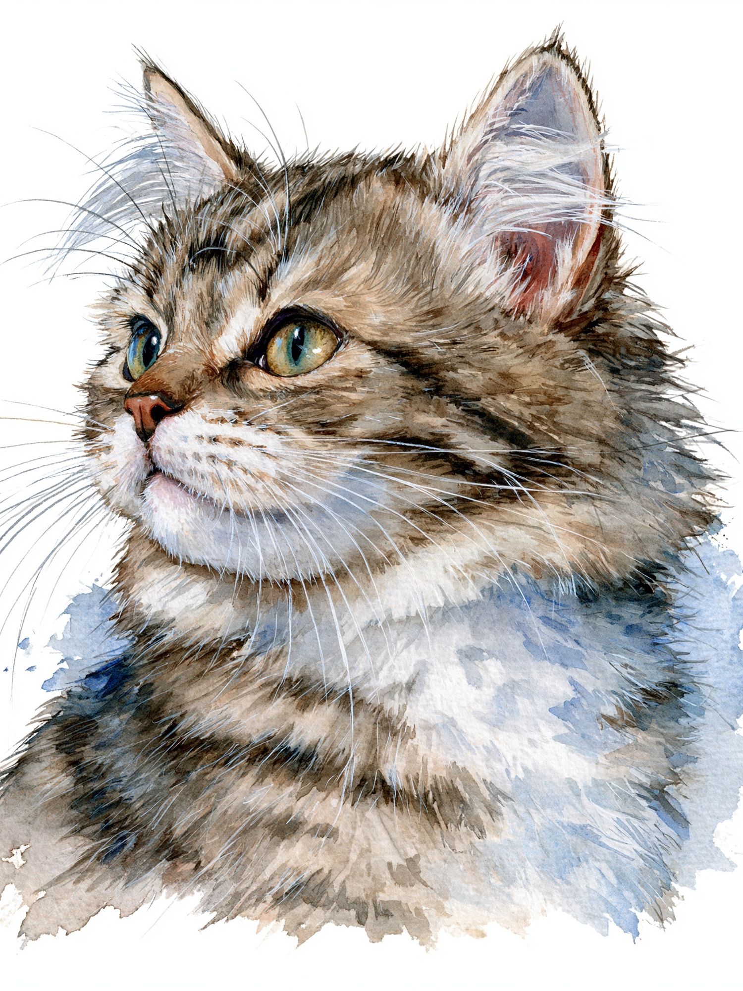 Watercolor Cat Portrait Print. poster — animals art