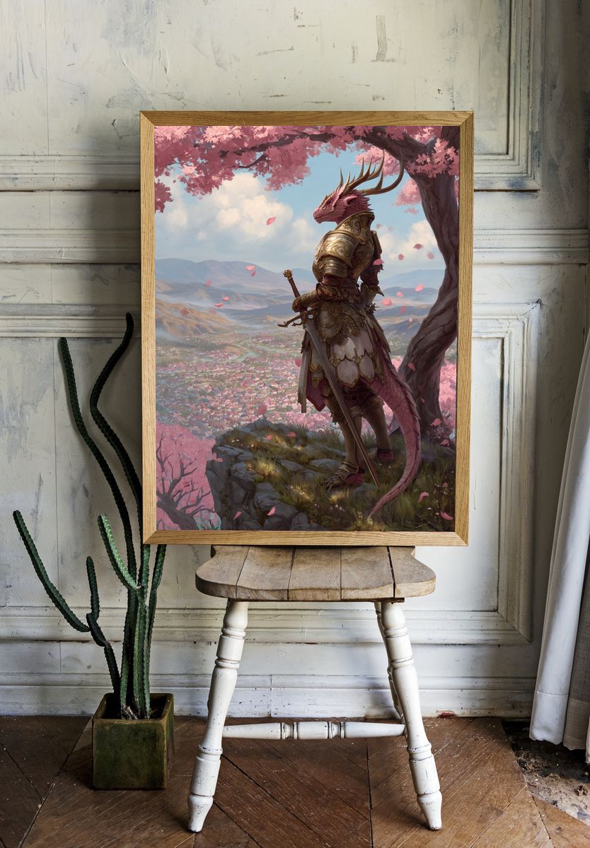 Dragon Knight Blossom Fantasy Print. — room view 1