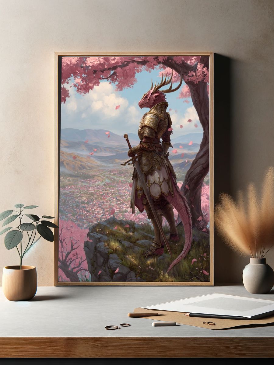 Dragon Knight Blossom Fantasy Print. — room view 2