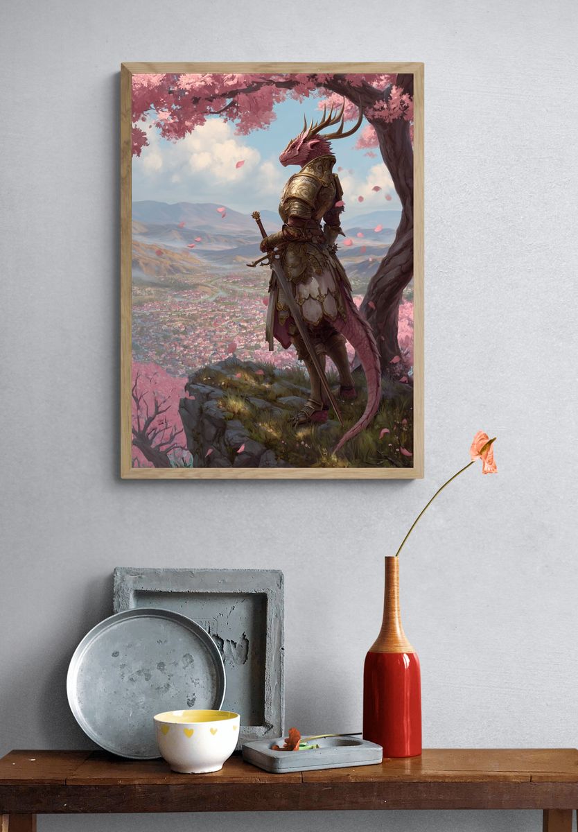 Dragon Knight Blossom Fantasy Print. — room view 3