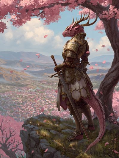Dragon Knight Blossom Fantasy Print
