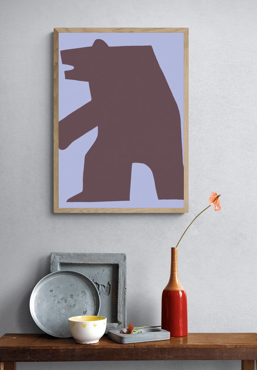 Bear Silhouette Abstract Print. — room view 3