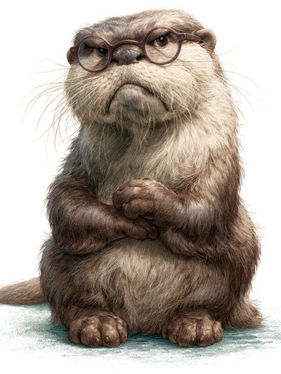 Otter with Glasses Illustration Poster.