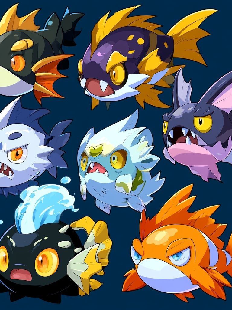 Fantasy Fish Creatures Anime Poster. poster detail