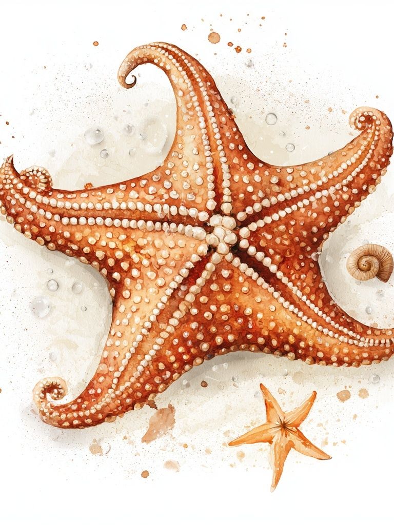 Starfish Watercolor Poster. poster detail