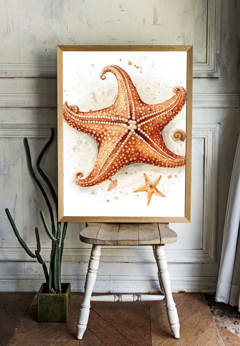 Starfish Watercolor Poster. room preview