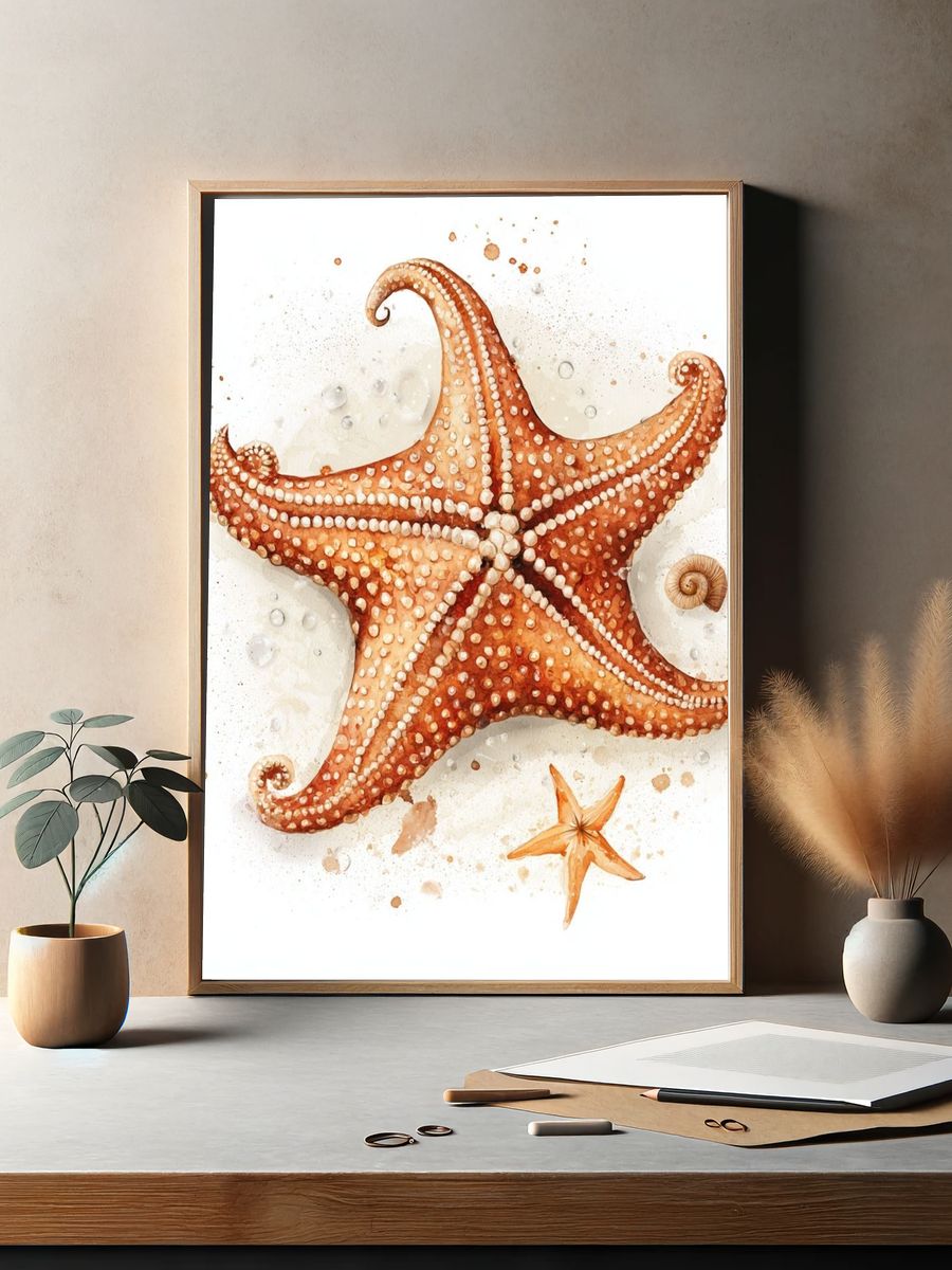 Starfish Watercolor Poster. — room view 2