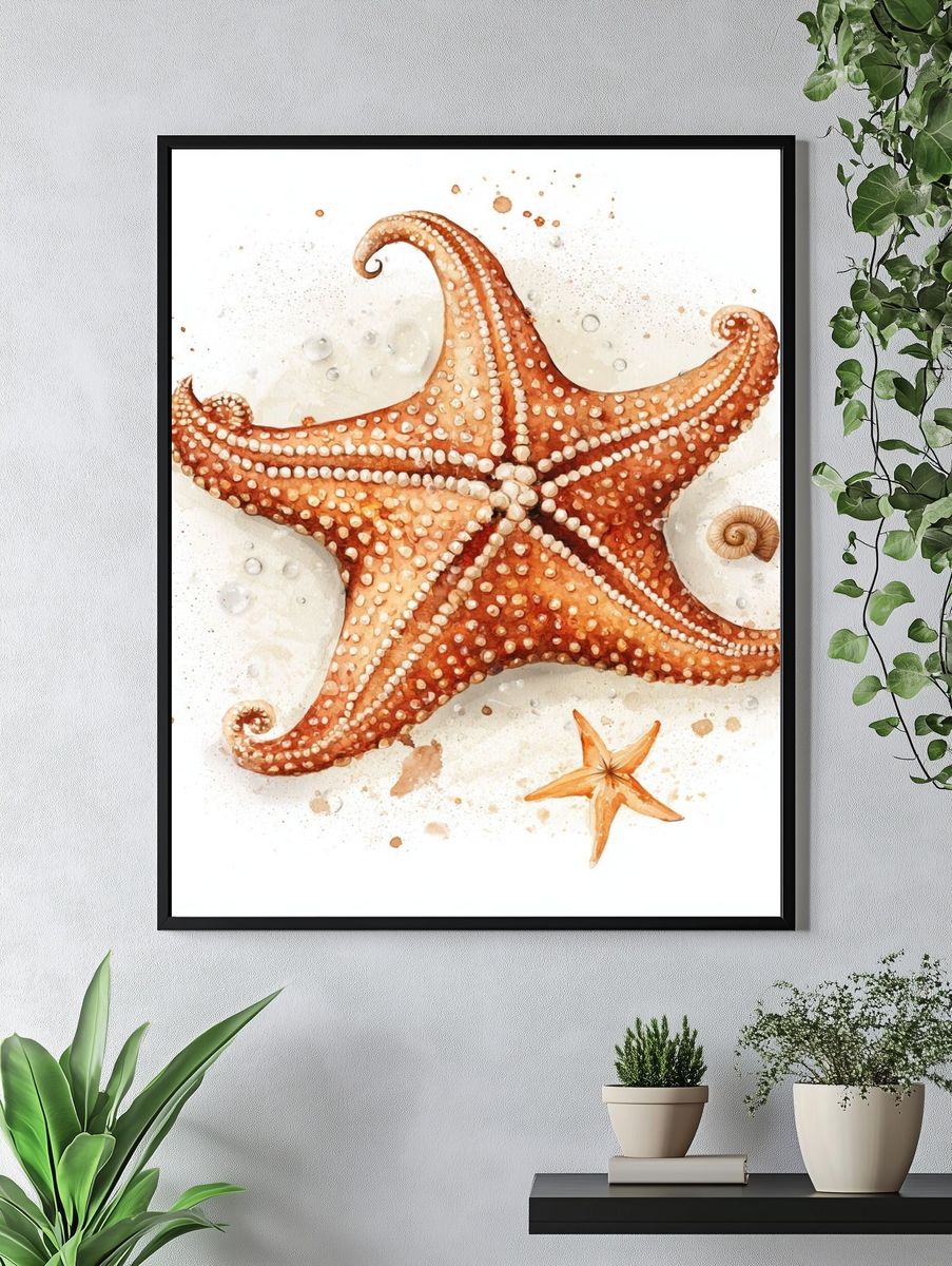 Starfish Watercolor Poster. — room view 4