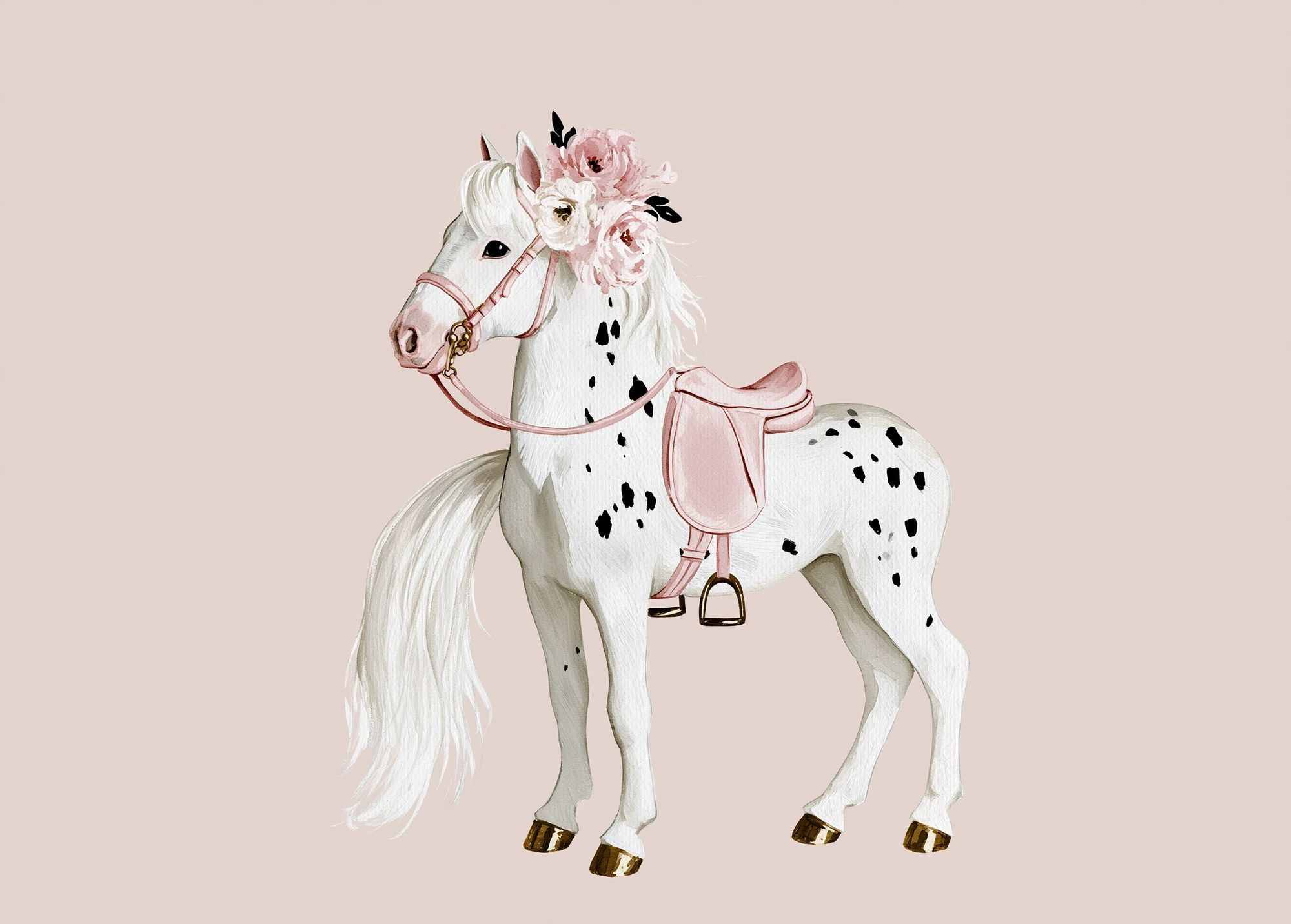 Floral Pony Watercolor Poster. poster — animals art