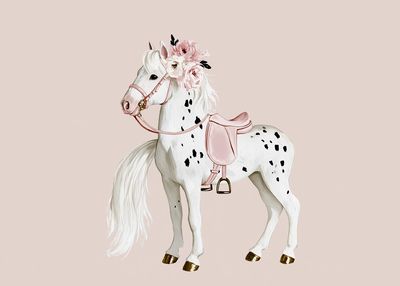 Floral Pony Watercolor Poster.