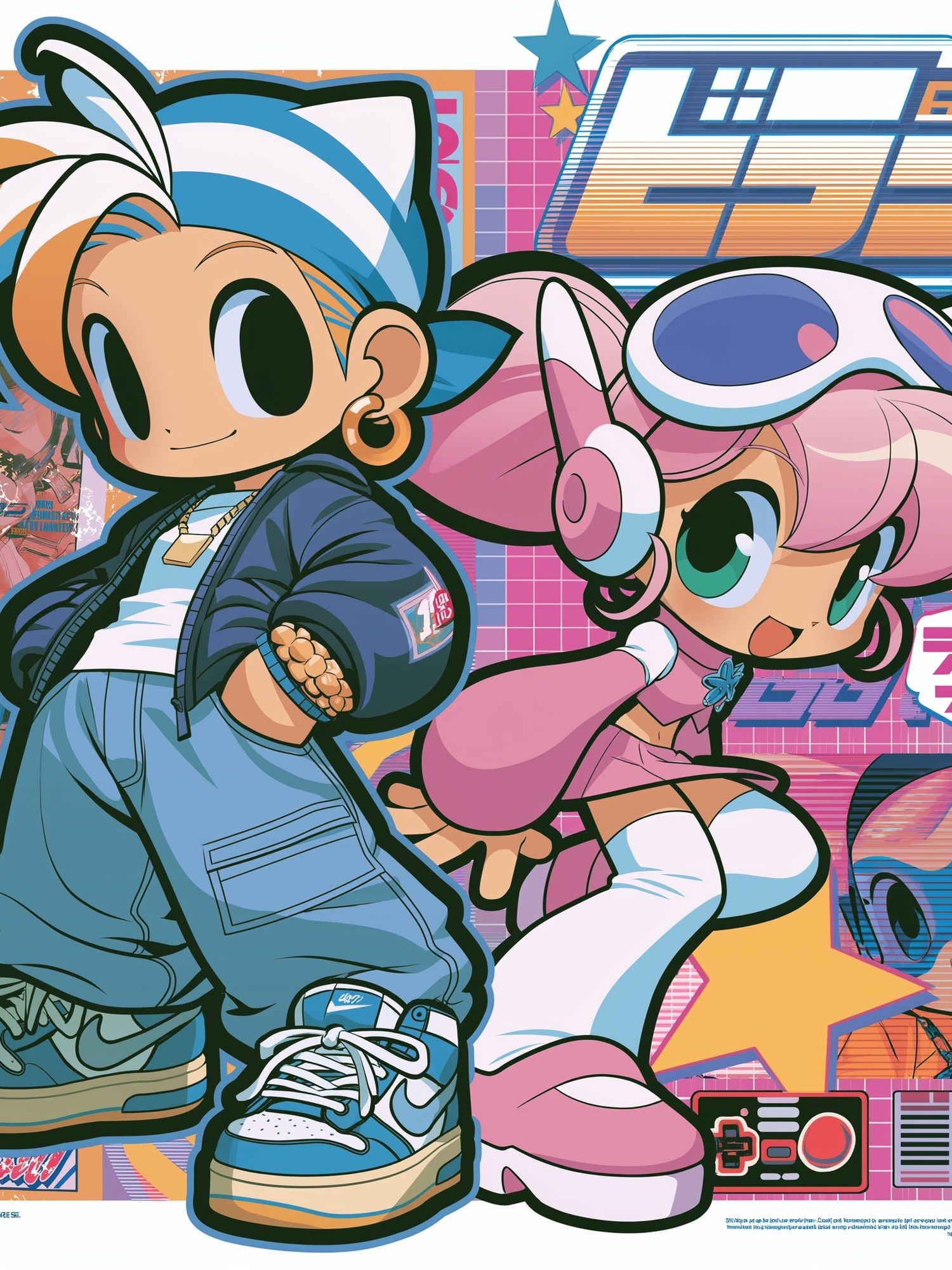 Retro Anime Duo Poster. poster — anime art