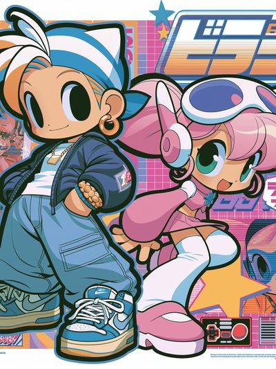 Retro Anime Duo Poster. poster