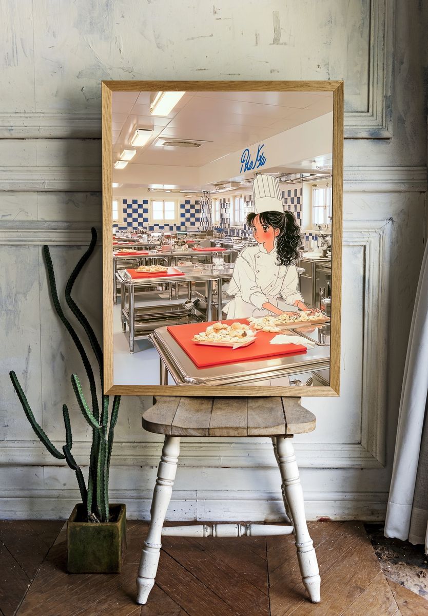 Anime Chef in Kitchen Poster. room preview