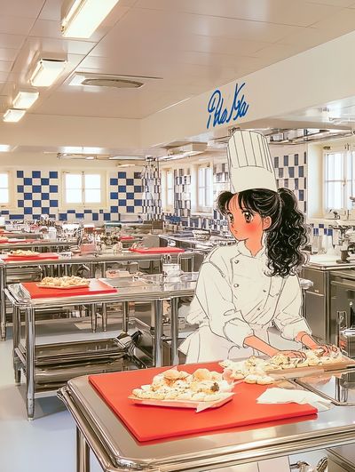 Anime Chef in Kitchen Poster.