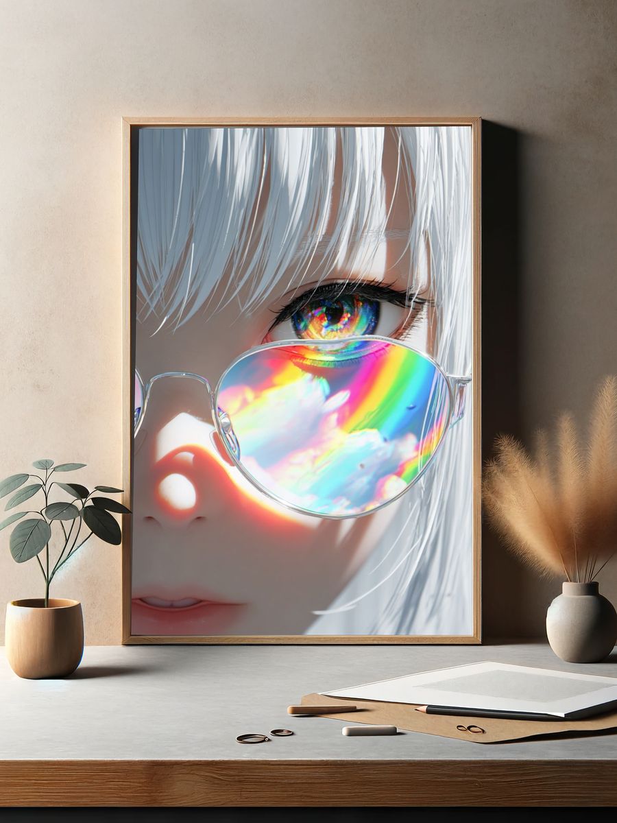 Rainbow Reflection Anime Portrait Poster. — room view 2