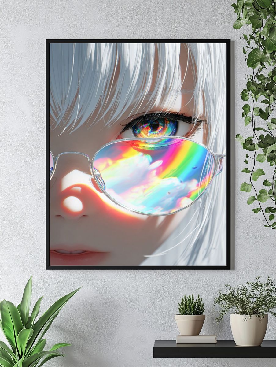 Rainbow Reflection Anime Portrait Poster. — room view 4