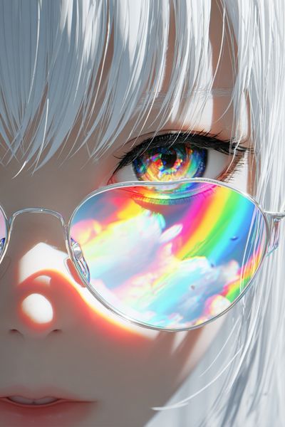 Rainbow Reflection Anime Portrait Poster.
