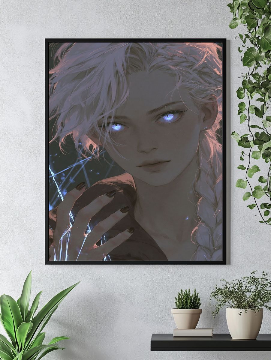 Glowing Eyes Anime Portrait Print. — room view 4