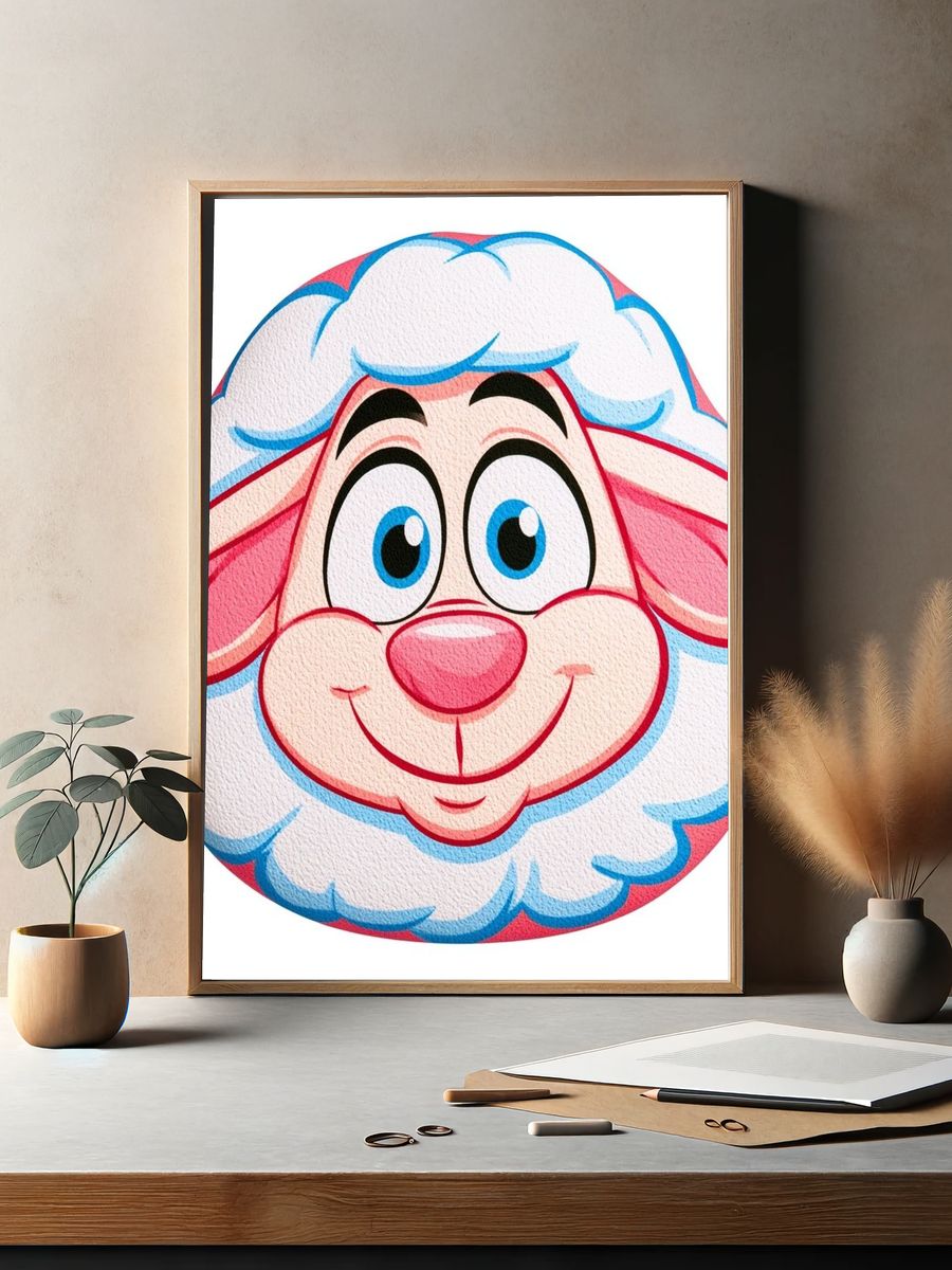 Cute Sheep Cartoon Print. — room view 2