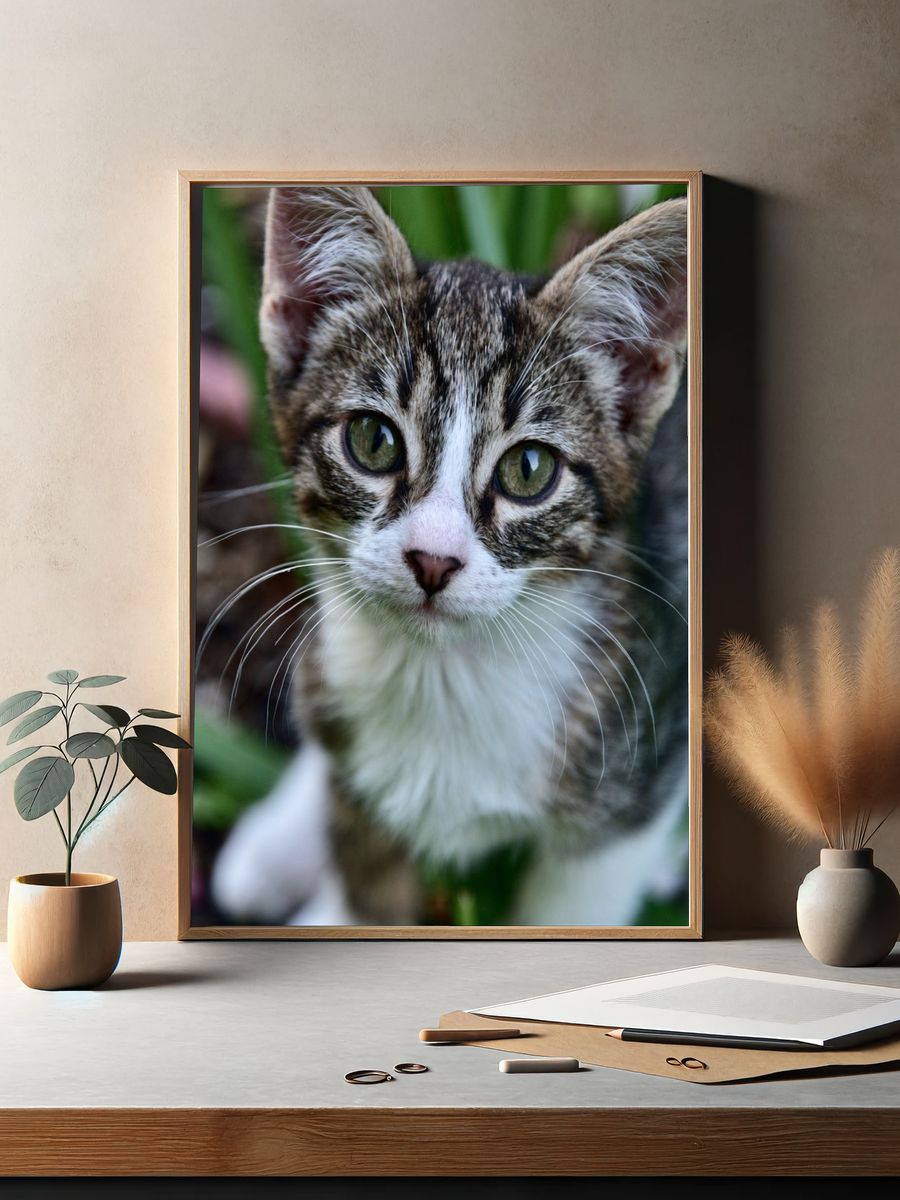 Curious Tabby Kitten Photography Poster. — room view 2