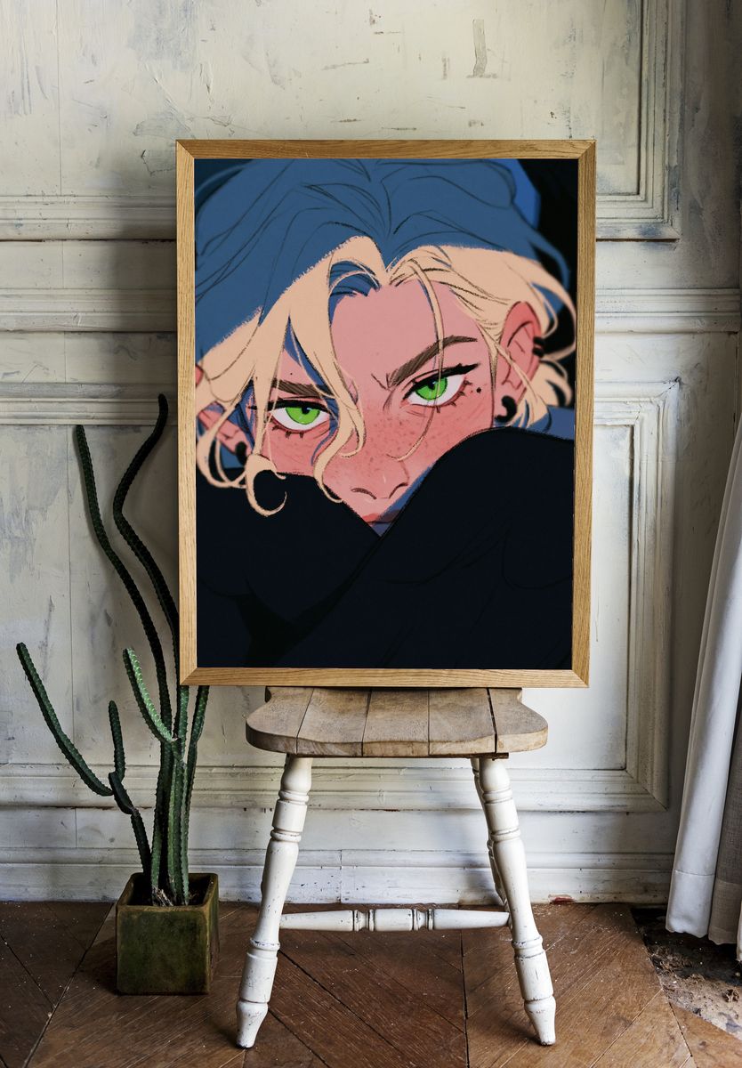 Anime Character Portrait Print. room preview