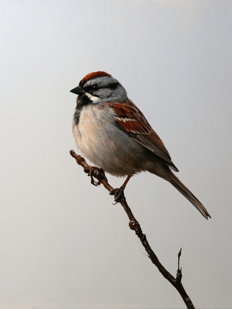 Sparrow on Branch Photography Poster. poster detail