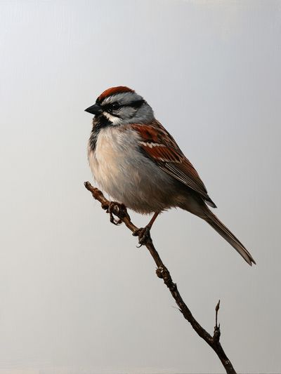 Sparrow on Branch Photography Poster.