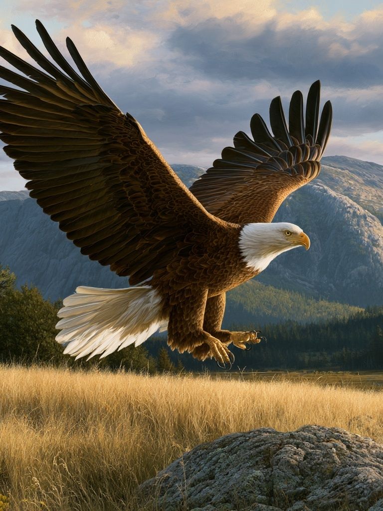Majestic Bald Eagle Landscape Poster. poster detail