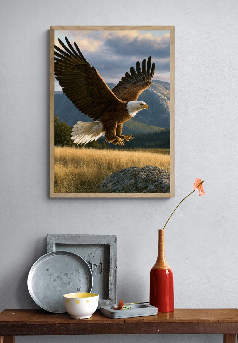 Majestic Bald Eagle Landscape Poster. — room view 3