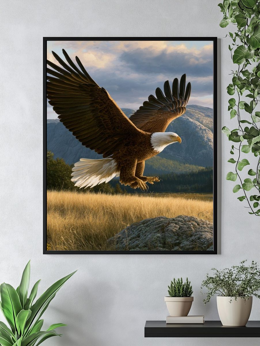 Majestic Bald Eagle Landscape Poster. — room view 4