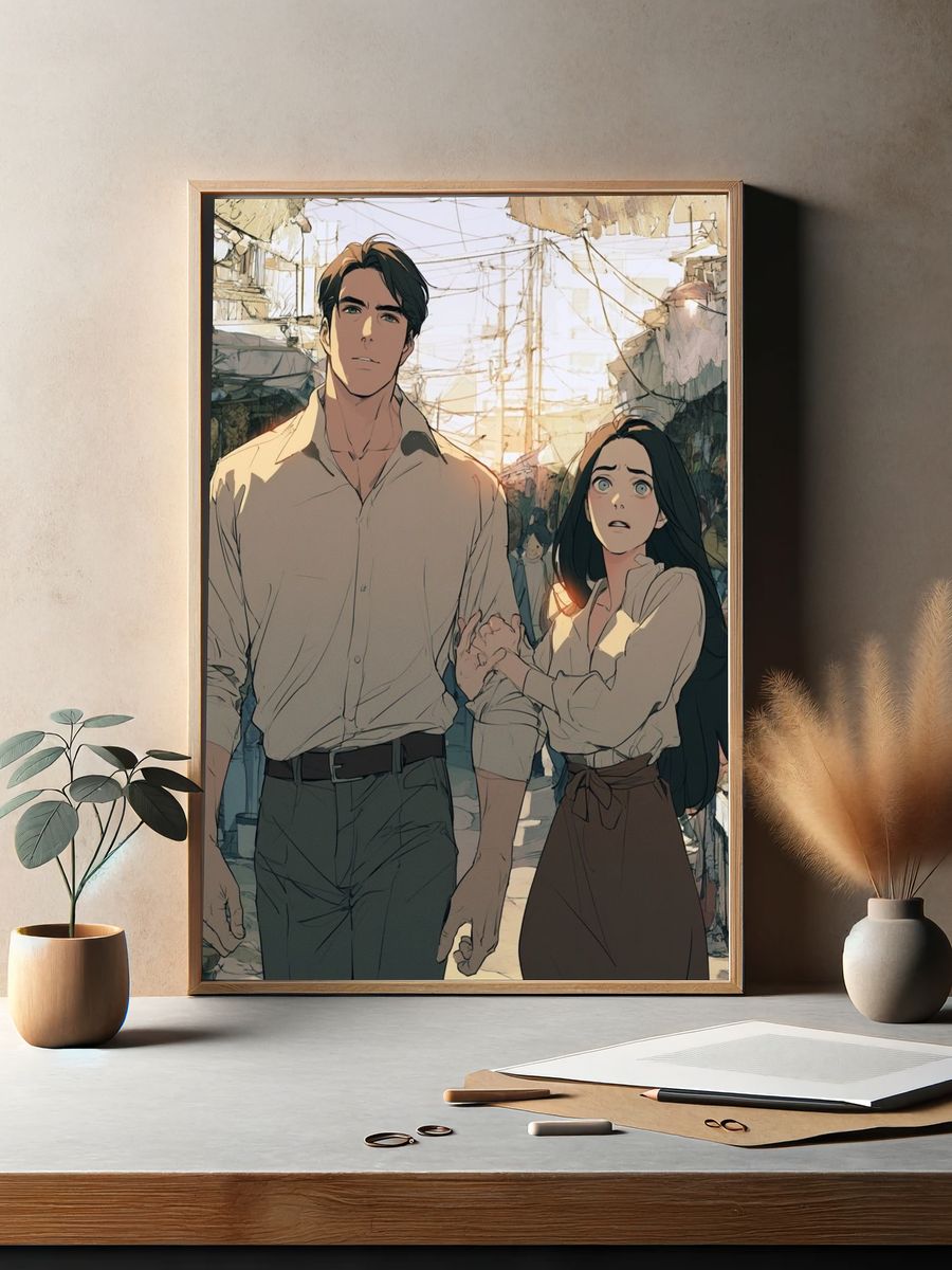 Anime Market Scene Poster. — room view 2