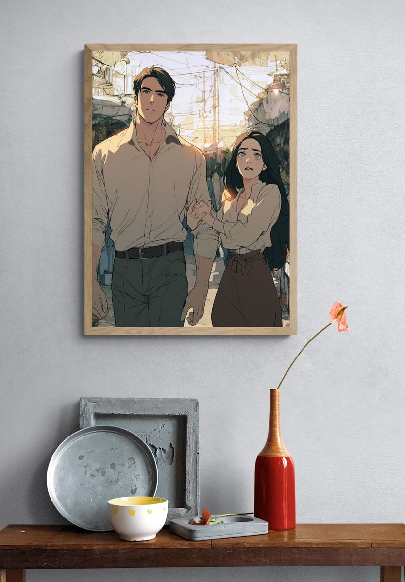 Anime Market Scene Poster. — room view 3