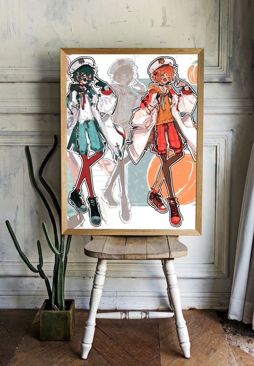 Anime Fashion Duo Illustration Poster. — room view 1