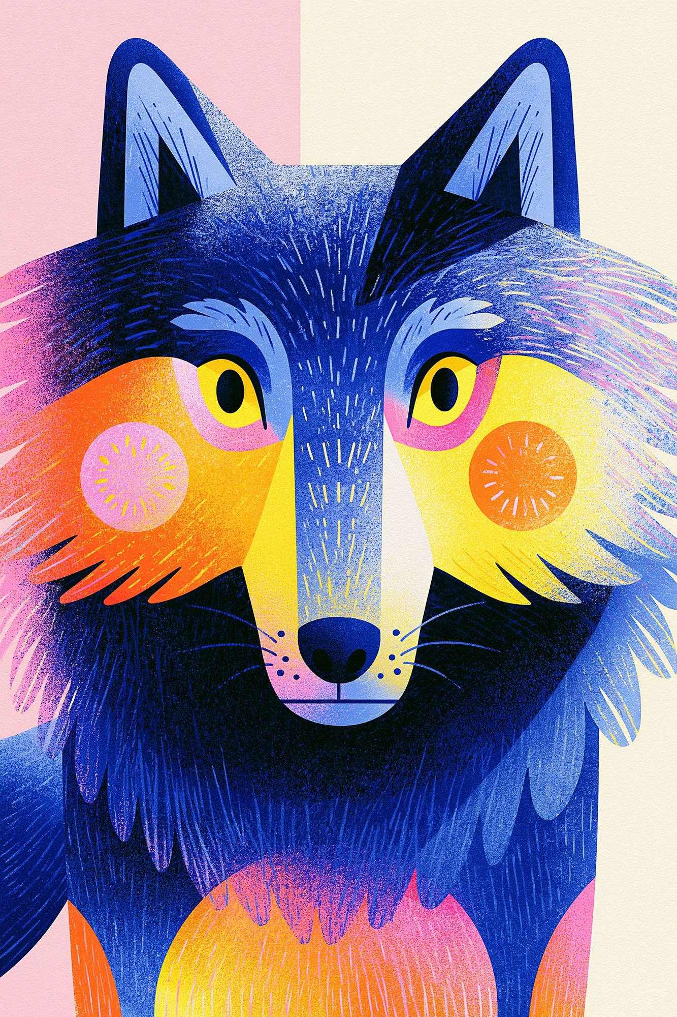 Colorful Wolf Illustration Poster. poster detail