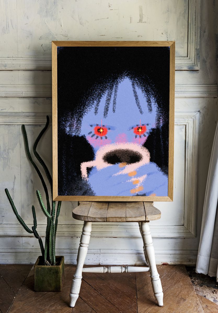 Blue Bear Abstract Poster. room preview
