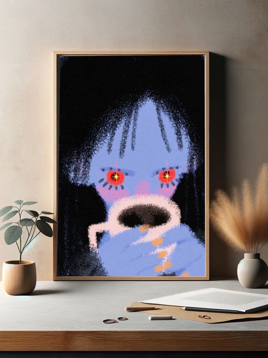 Blue Bear Abstract Poster. — room view 2