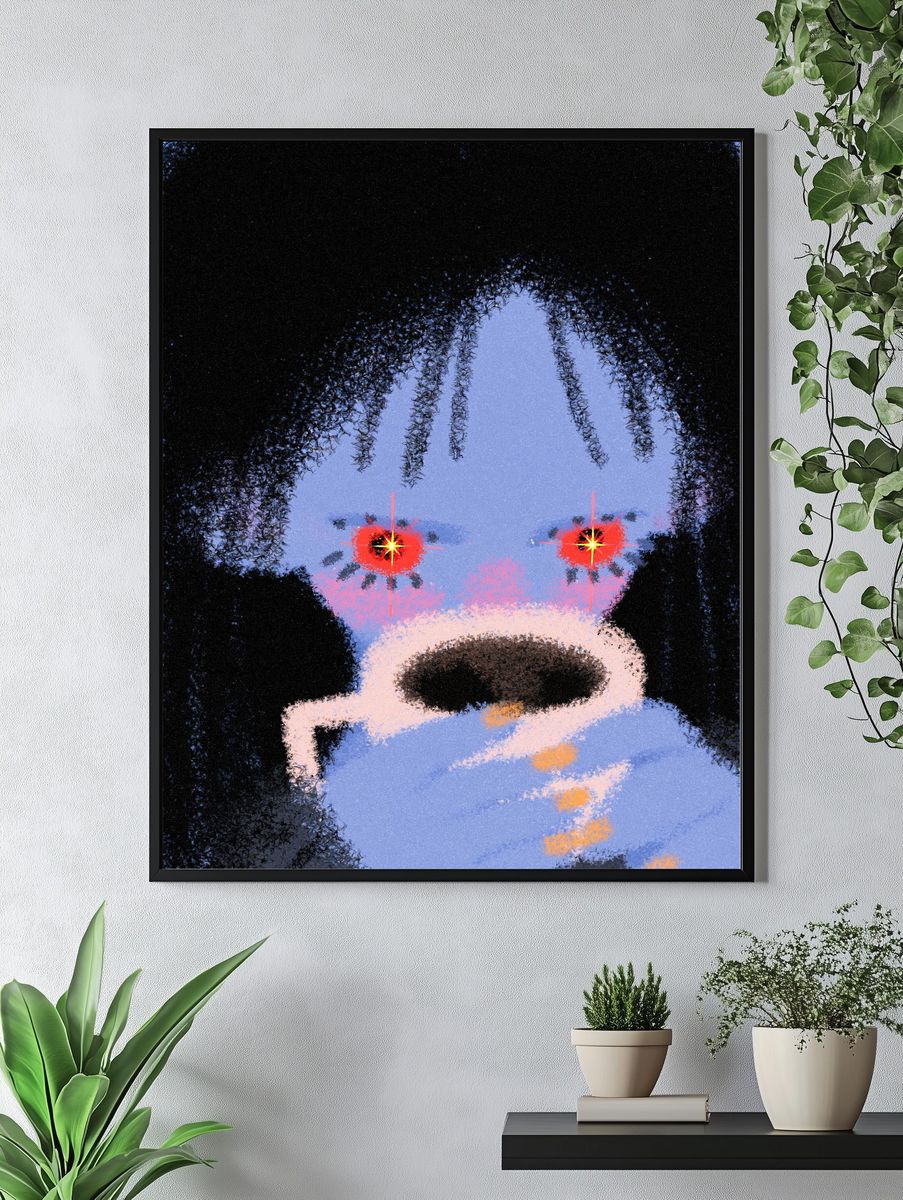 Blue Bear Abstract Poster. — room view 4