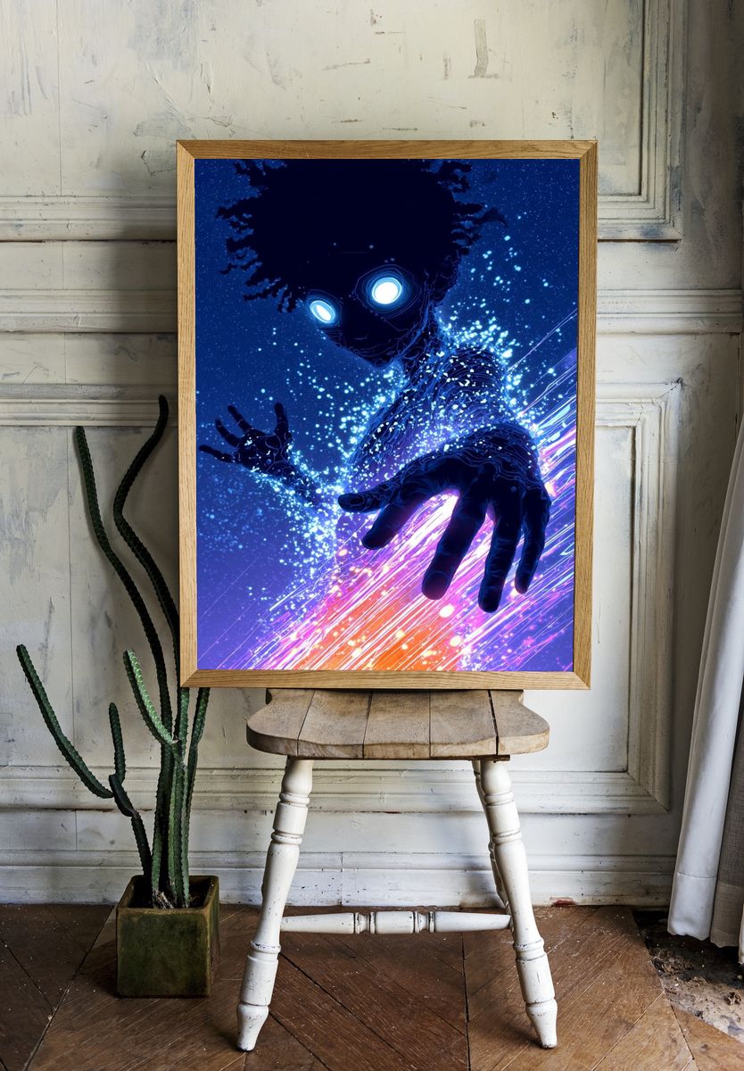 Neon Anime Figure Poster. — room view 1