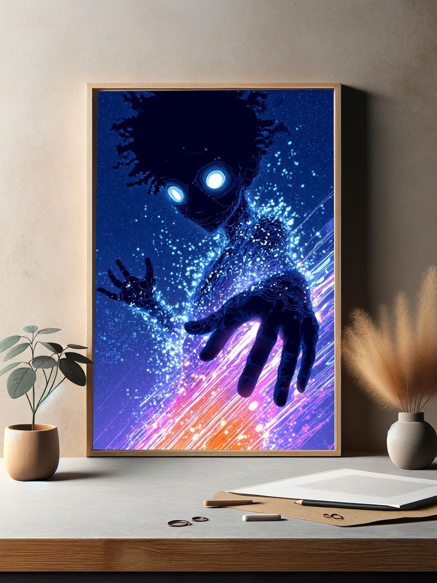 Neon Anime Figure Poster. — room view 2