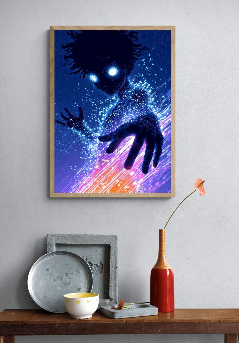 Neon Anime Figure Poster. — room view 3