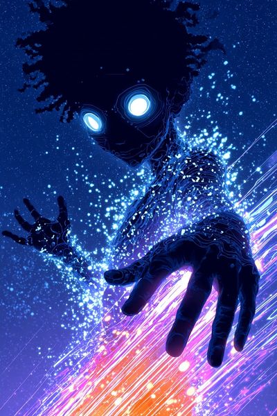 Neon Anime Figure Poster.