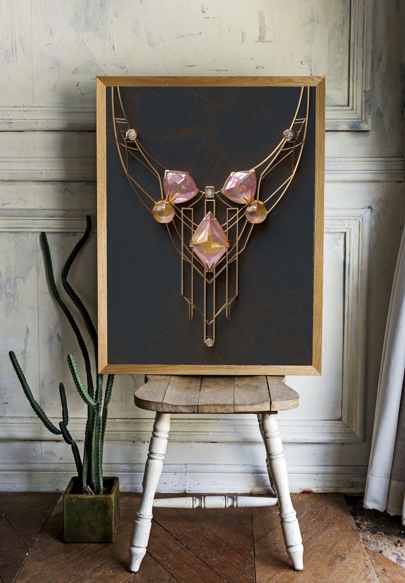 Art Deco Gem Deer Poster. room preview