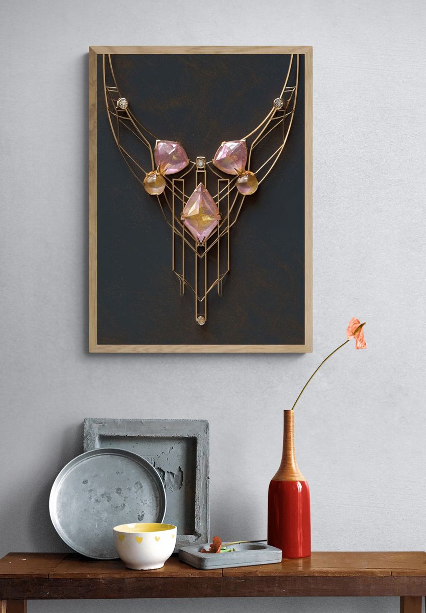 Art Deco Gem Deer Poster. — room view 3