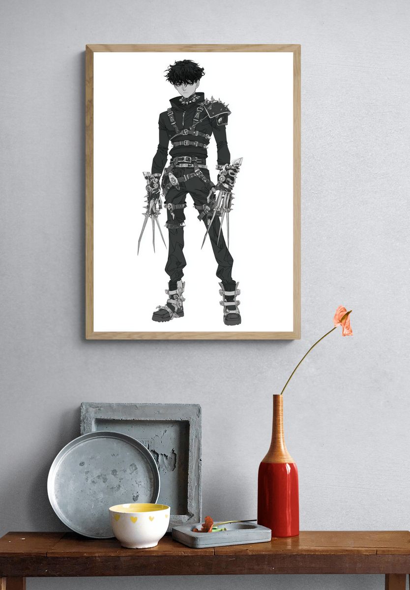 Cyberpunk Anime Warrior Poster. — room view 3