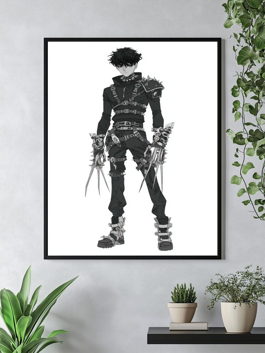Cyberpunk Anime Warrior Poster. — room view 4